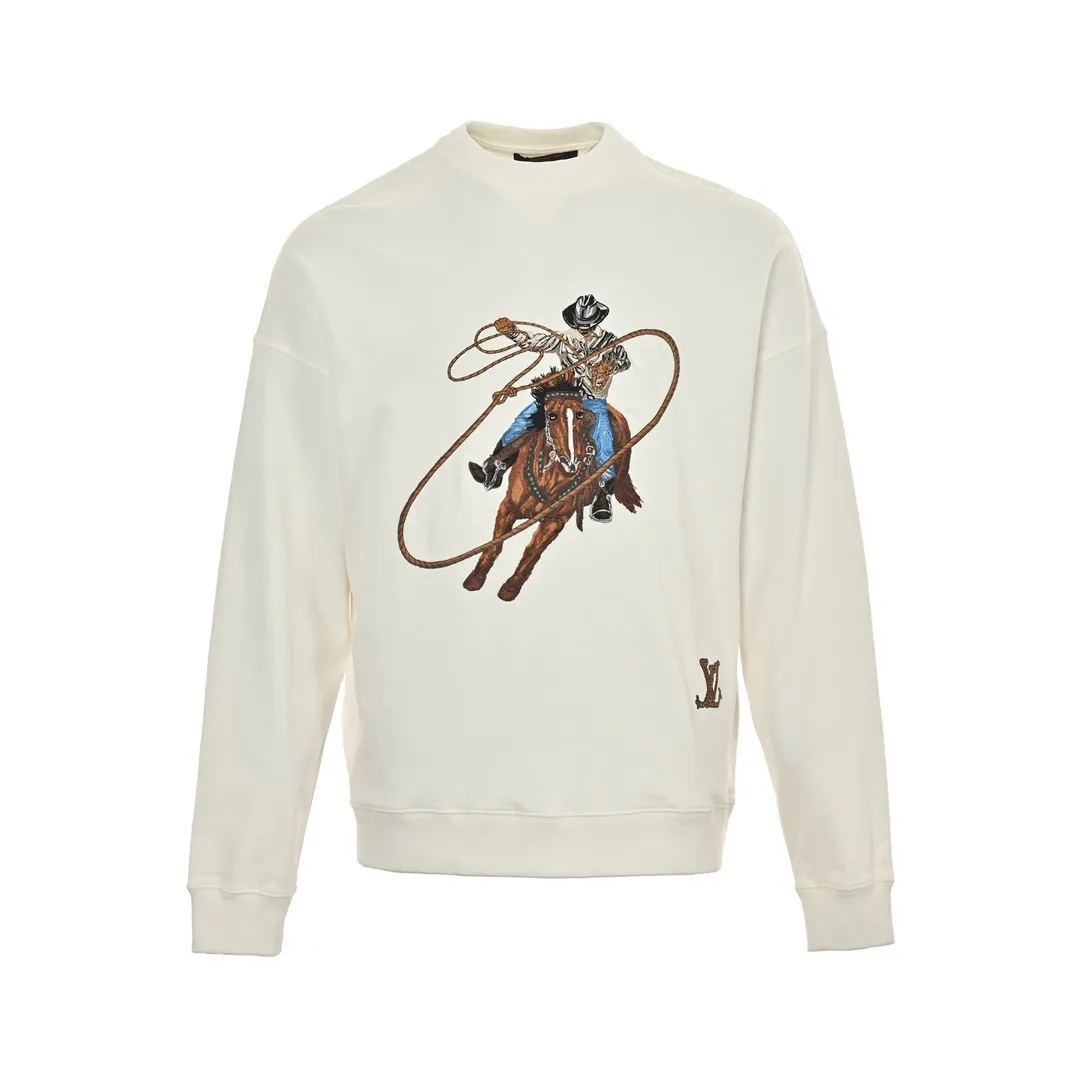 Louis Vuitton/Louis Vuitton 24Fw Western denim heavy embroidered round neck sweatshirt